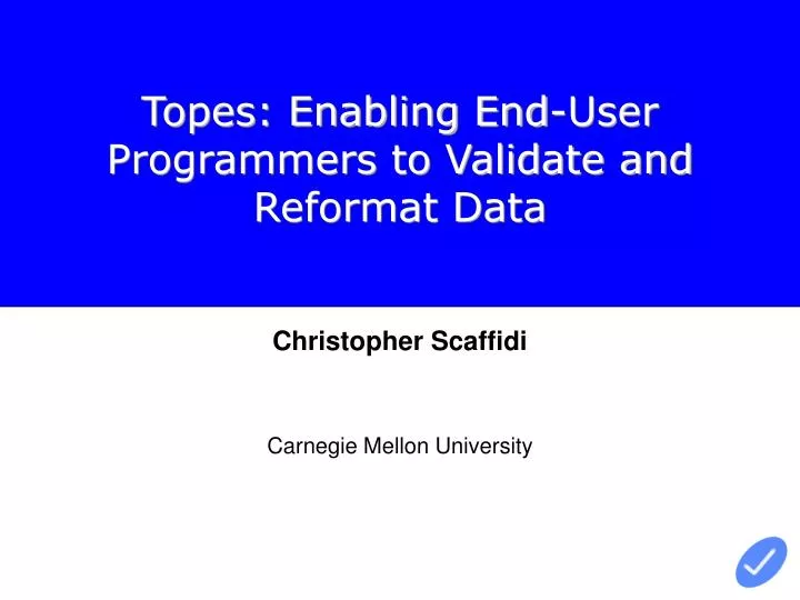 topes enabling end user programmers to validate and reformat data