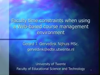 Faculty time constraints when using a Web-based course management environment