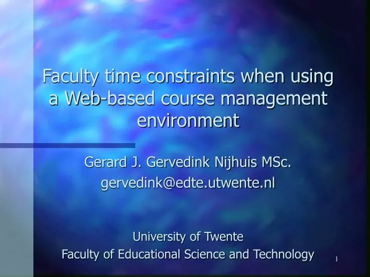 faculty time constraints when using a web based course management environment