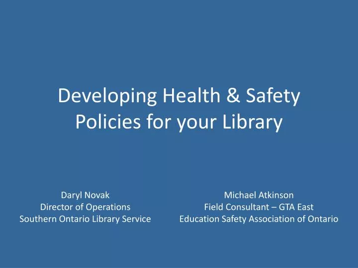 developing health safety policies for your library