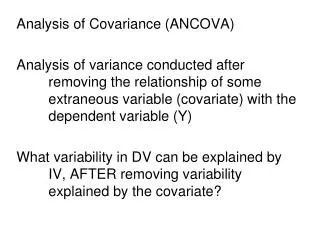 Analysis of Covariance (ANCOVA)