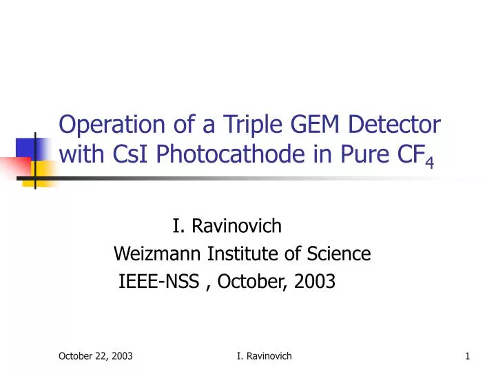 operation of a triple gem detector with csi photocathode in pure cf 4