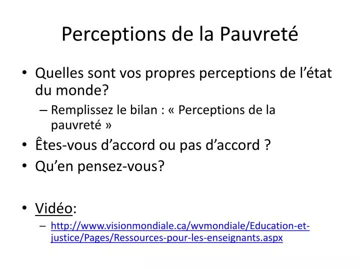 perceptions de la pauvret