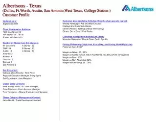 Updated as of: September 2005 Chain Headquarter Address: 7580 Oak Grove Rd Fort Worth, TX 76140
