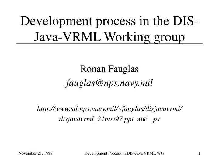 development process in the dis java vrml working group