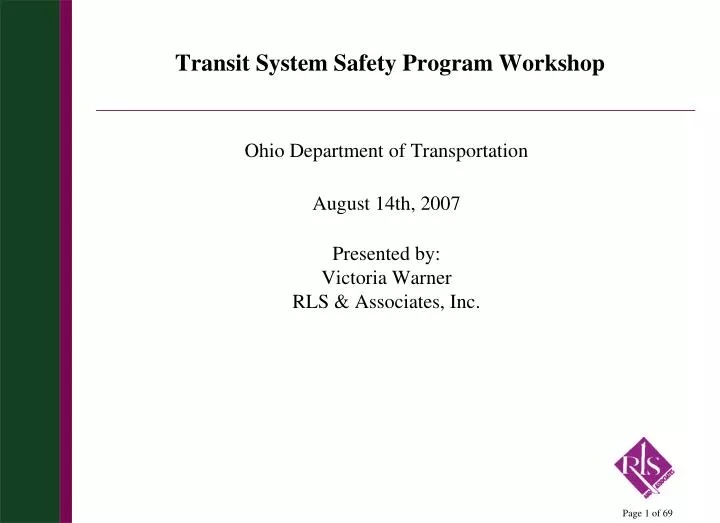 transit system safety program workshop