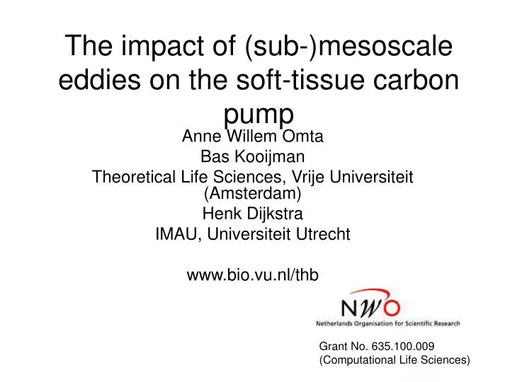 the impact of sub mesoscale eddies on the soft tissue carbon pump