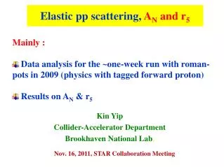 Elastic pp scattering, A N and r 5