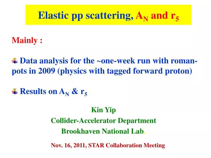 elastic pp scattering a n and r 5