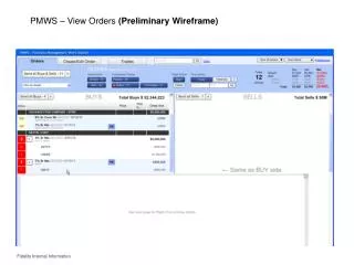 PMWS – View Orders (Preliminary Wireframe)