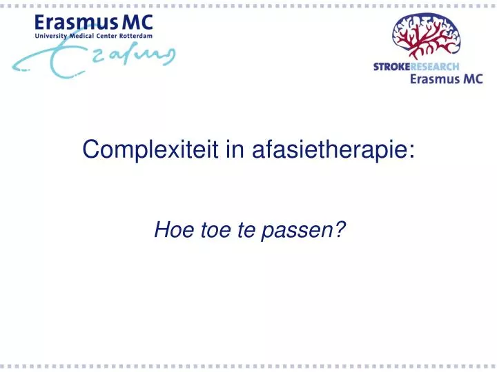 complexiteit in afasietherapie