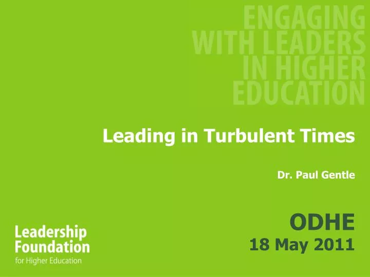 leading in turbulent times dr paul gentle