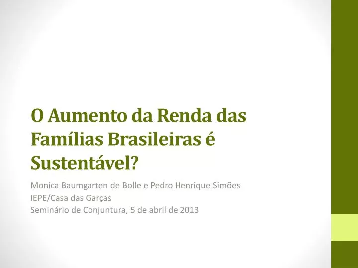 o aumento da renda das fam lias brasileiras sustent vel