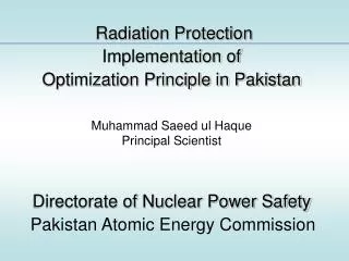 Muhammad Saeed ul Haque Principal Scientist