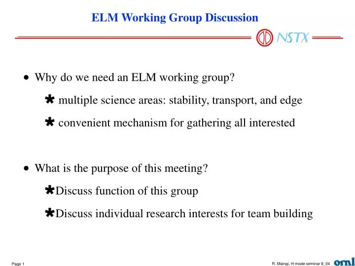 elm working group discussion