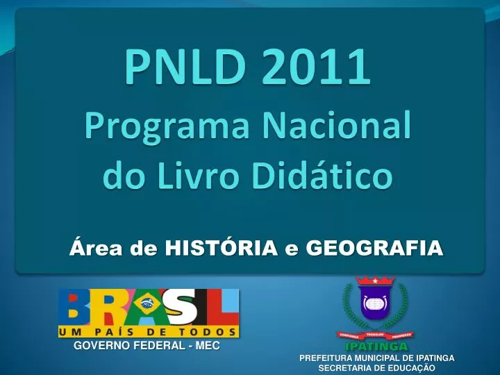 pnld 2011 programa nacional do livro did tico