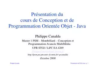 pr sentation du cours de conception et de programmation orient e objet java