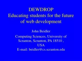 DEWDROP Educating students for the future of web development