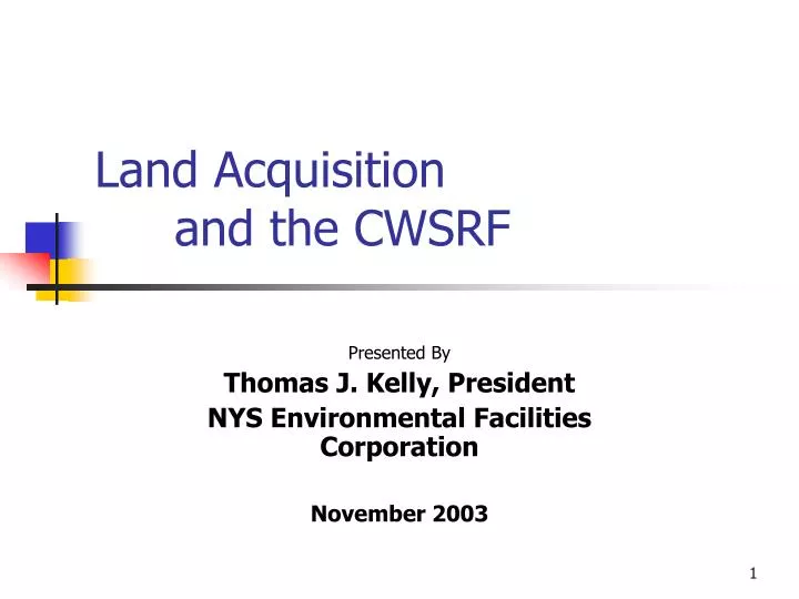 land acquisition and the cwsrf