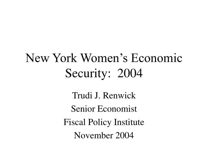 new york women s economic security 2004