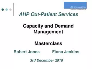 AHP Out-Patient Services Capacity and Demand Management Masterclass