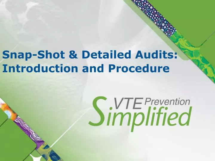 snap shot detailed audits introduction and procedure