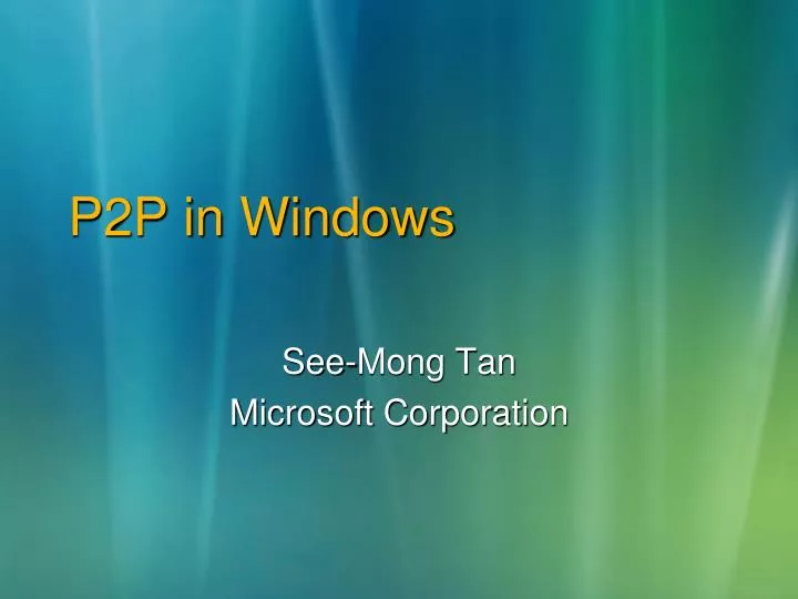 p2p in windows