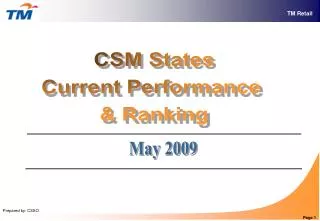 CSM States Current Performance &amp; Ranking