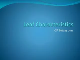 Leaf Characteristics