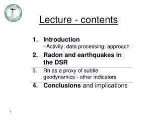 Lecture - contents