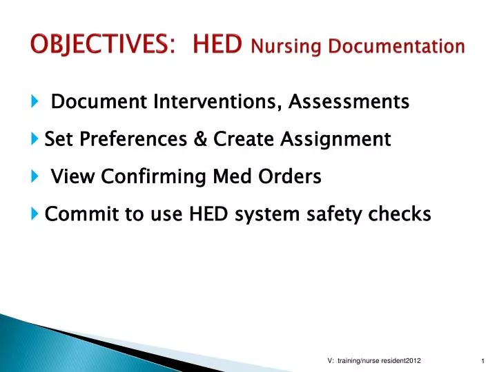 objectives hed nursing documentation