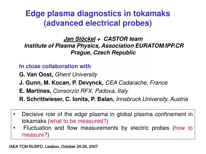 edge plasma diagnostics in t okamaks advanced electrical probes