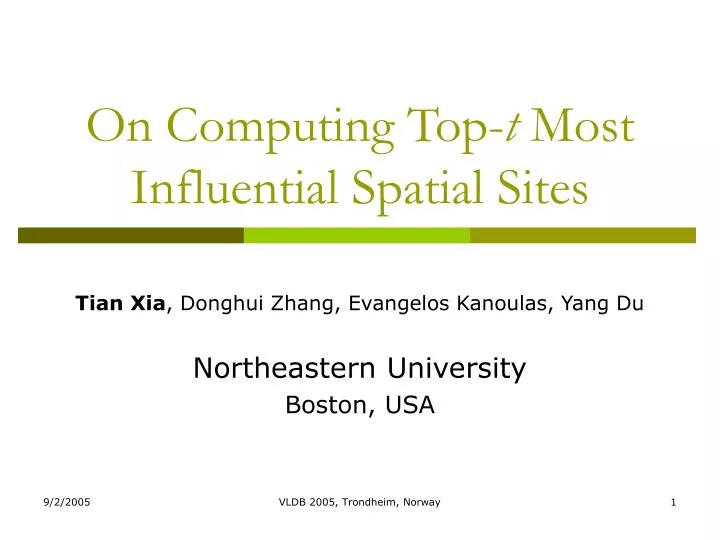 on computing top t most influential spatial sites