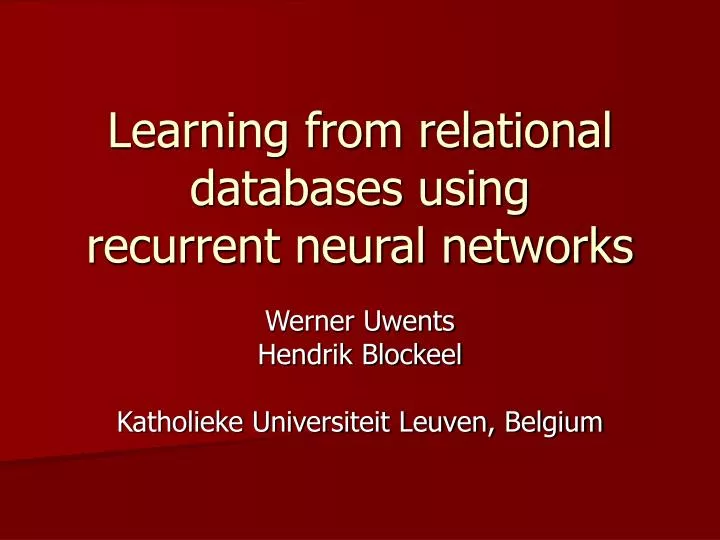 learning from relational databases using recurrent neural networks