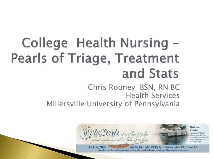 college health nursing pearls of triage treatment and stats