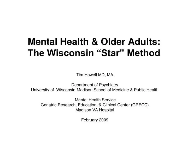 mental health older adults the wisconsin star method