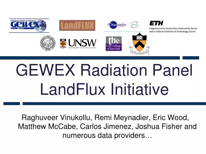 gewex radiation panel landflux initiative