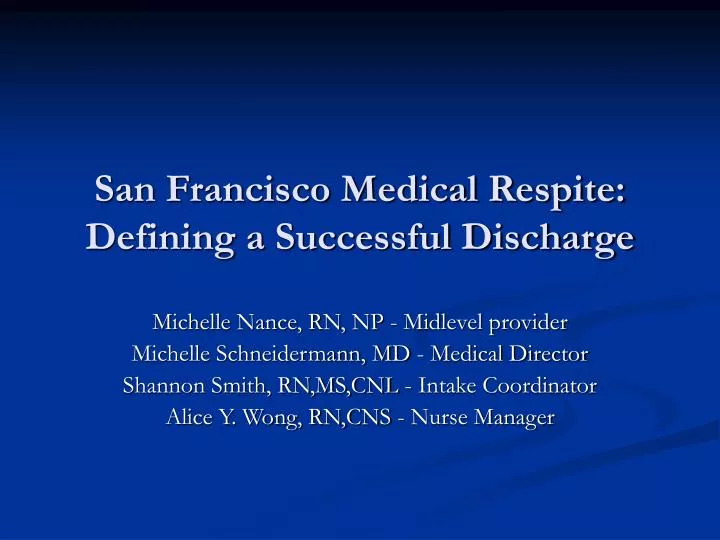 san francisco medical respite defining a successful discharge