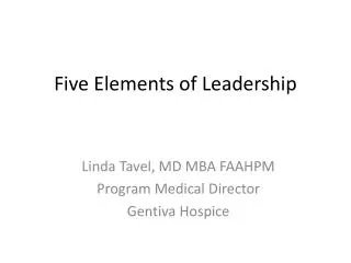 Five Elements of Leadership
