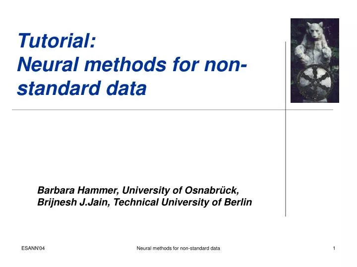 tutorial neural methods for non standard data