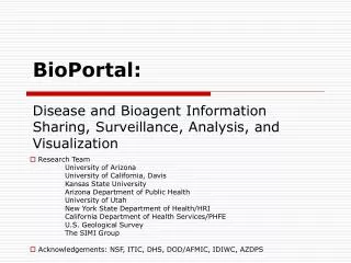 BioPortal: Disease and Bioagent Information Sharing, Surveillance, Analysis, and Visualization