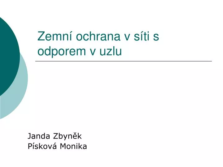 zemn ochrana v s ti s odporem v uzlu