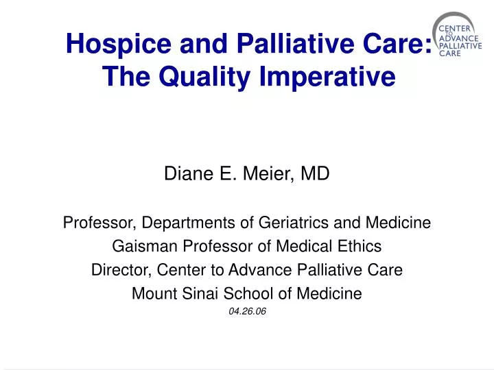 hospice and palliative care the quality imperative