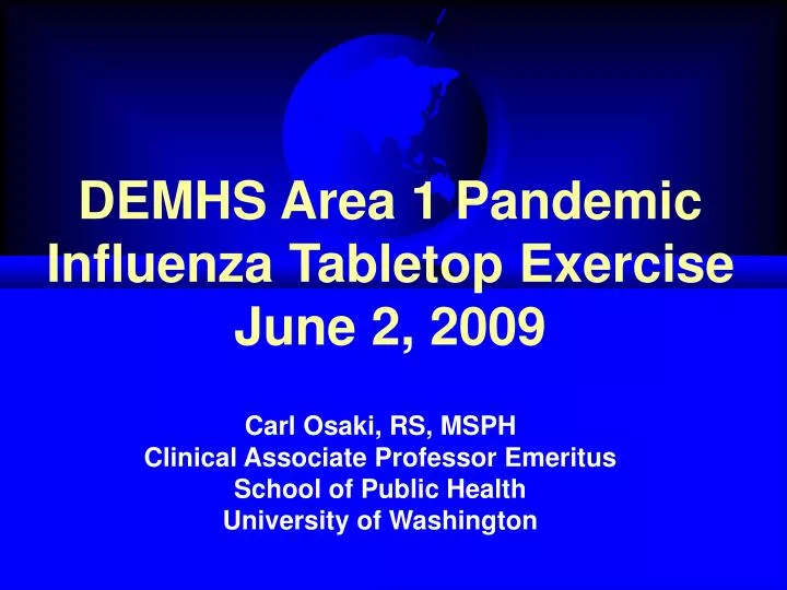 demhs area 1 pandemic influenza tabletop exercise june 2 2009
