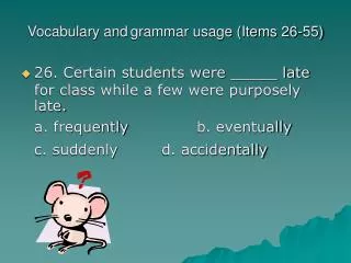 vocabulary and grammar usage items 26 55