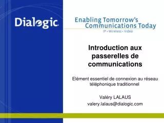 introduction aux passerelles de communications