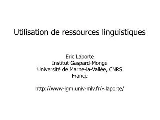 utilisation de re ssource s ling ui sti que s