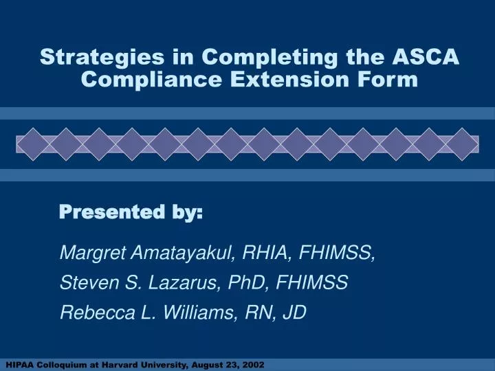 strategies in completing the asca compliance extension form