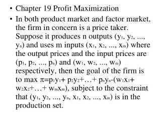 Chapter 19 Profit Maximization