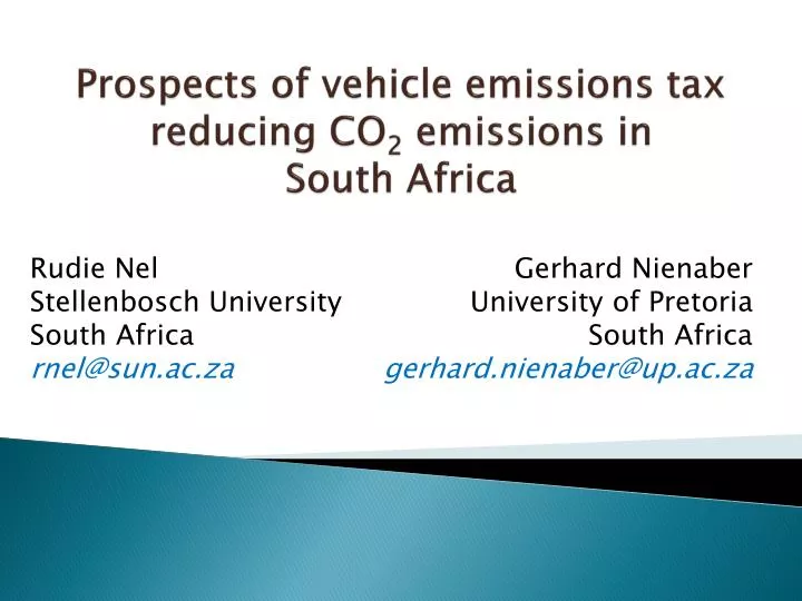 prospects of vehicle emissions tax reducing co 2 emissions in south africa